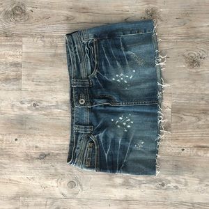 Distressed Denim Mini-Skirt